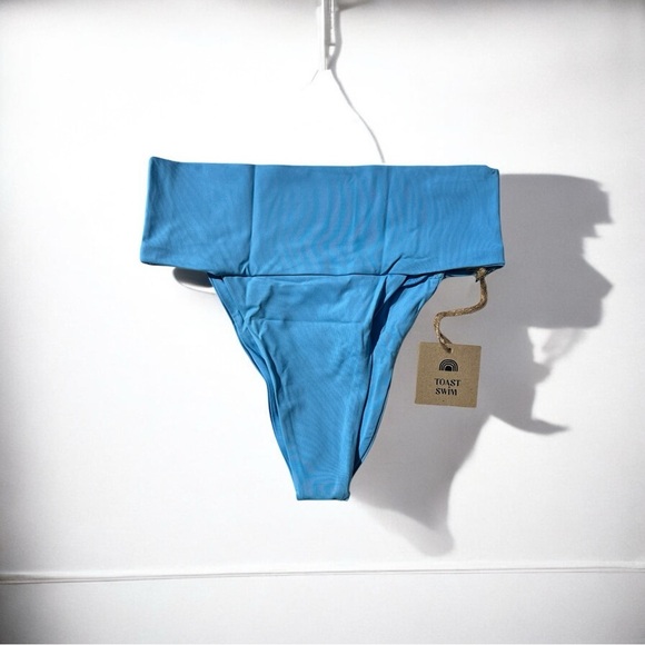 🌻NEW w.Tag Free People x Toast Sky Blue Signature Banded Waist Bikini Bottom - Picture 1 of 12